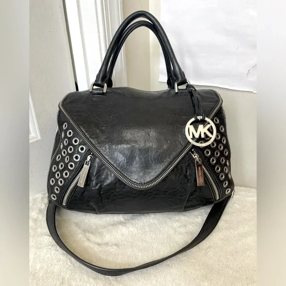 Michael Kors Black Leather Satchel EUC - Picture 9 of 14